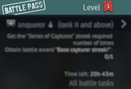 You can access the “Battle Pass” window through the promo block on the right side of the hangar screen.